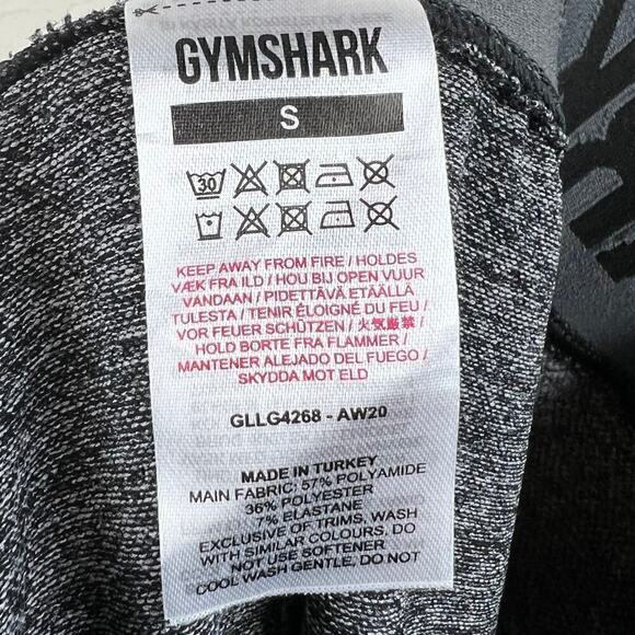 Gymshark Logo Band Athletic Leggings Flex Low Rise Grey Black Marl Size Small - Picture 7 of 7